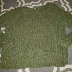 Army green crop sweater